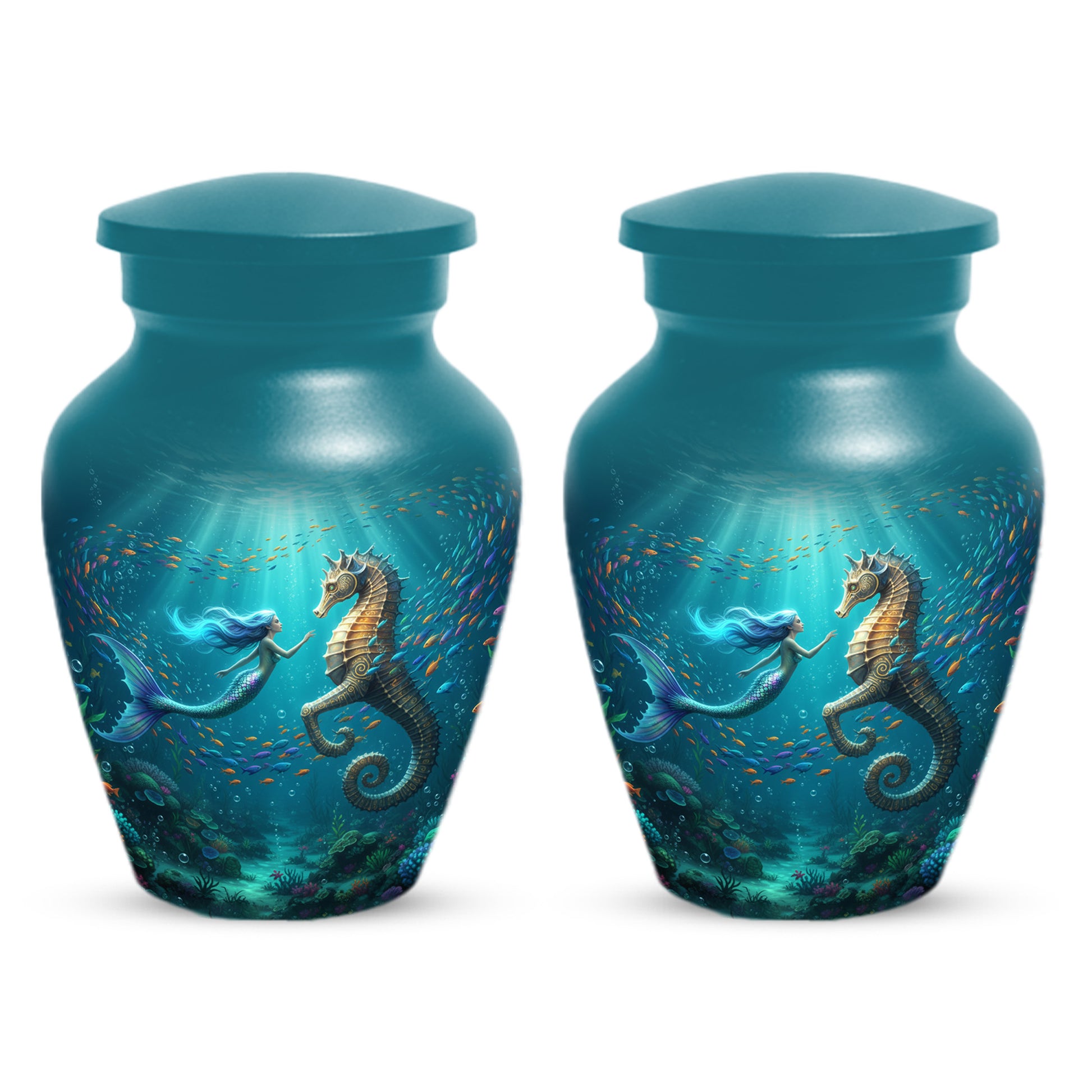 Mermaid & Seahorse Urn for Mom – Ocean Cremation Urns for Mother Ashes