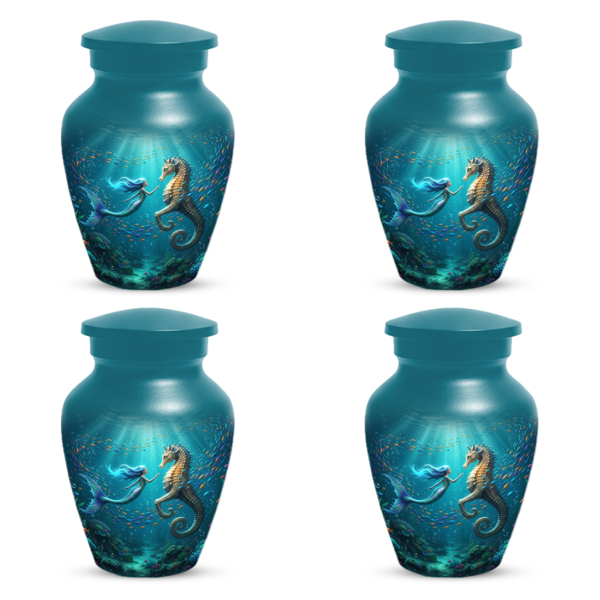 Mermaid & Seahorse Urn for Mom – Ocean Cremation Urns for Mother Ashes