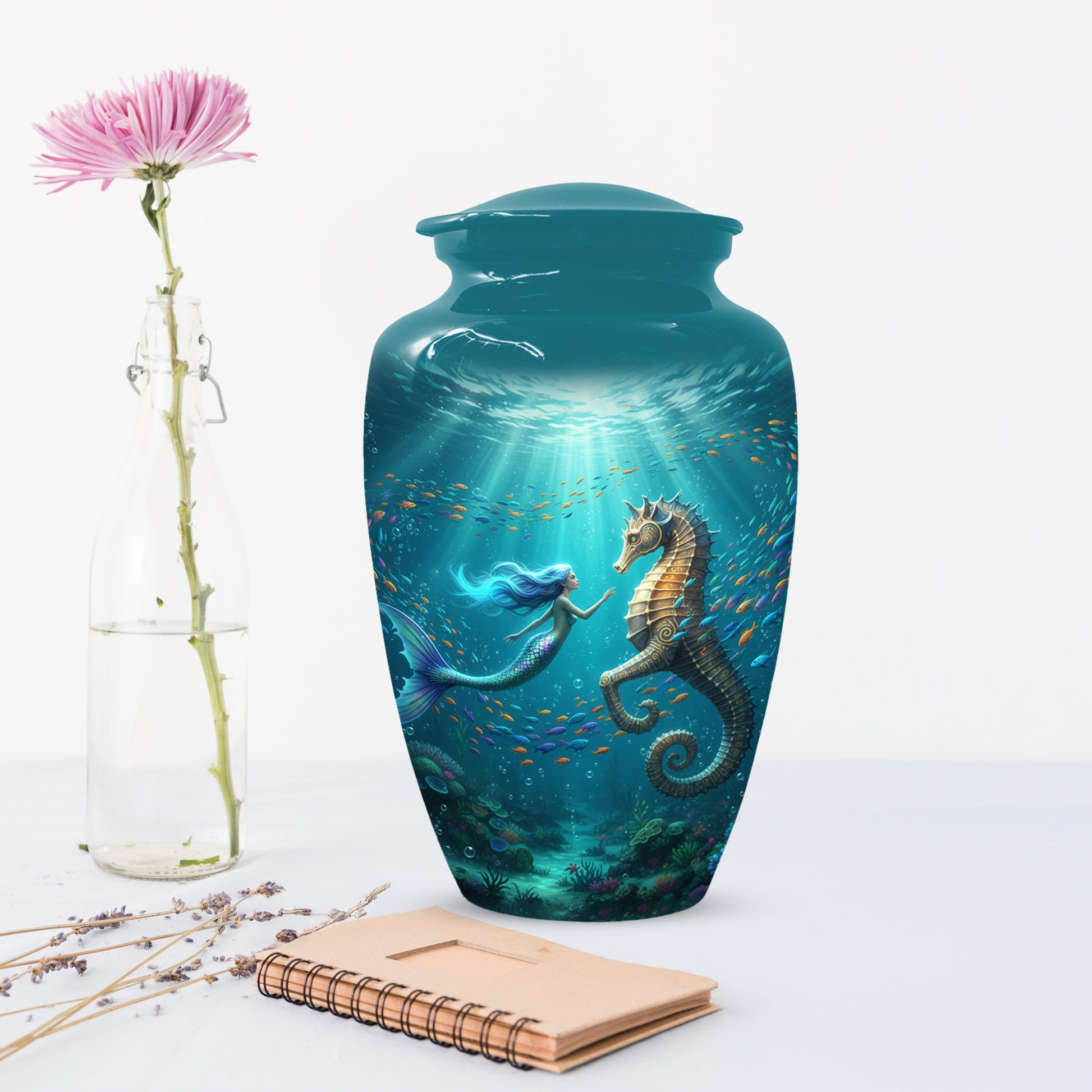 Mermaid & Seahorse Urn for Mom – Ocean Cremation Urns for Mother Ashes