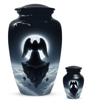 Personalized Angel Urn for Mom – Moonlight Guardian Angel Cremation Urn for Ashes