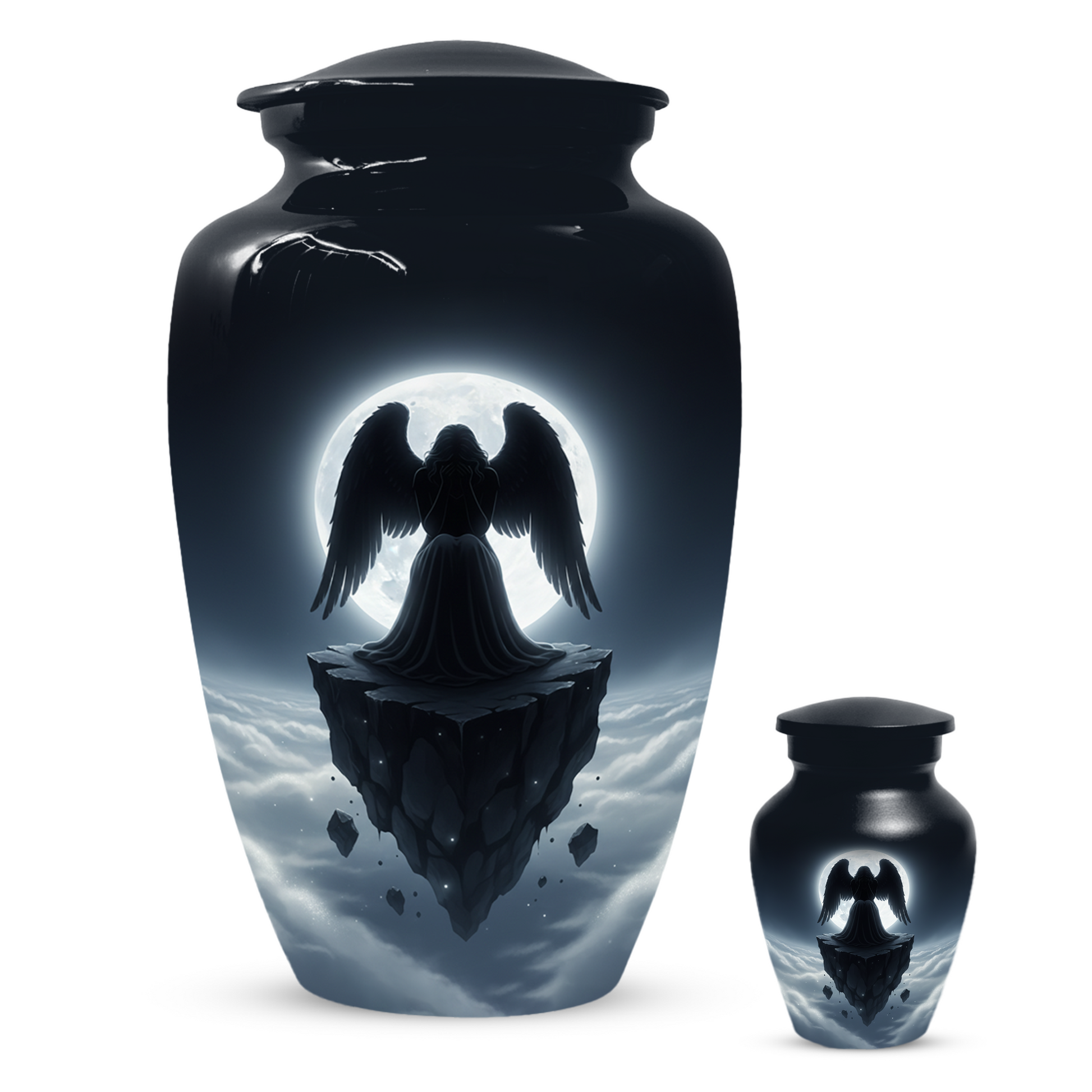 Personalized Angel Urn for Mom – Moonlight Guardian Angel Cremation Urn for Ashes