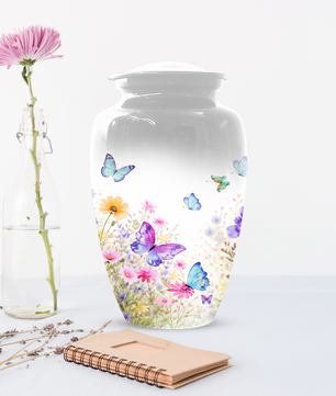 Butterfly Memorial Urn for Human Ashes, Custom Floral Cremation Urn, Butterfly Urn for Mom