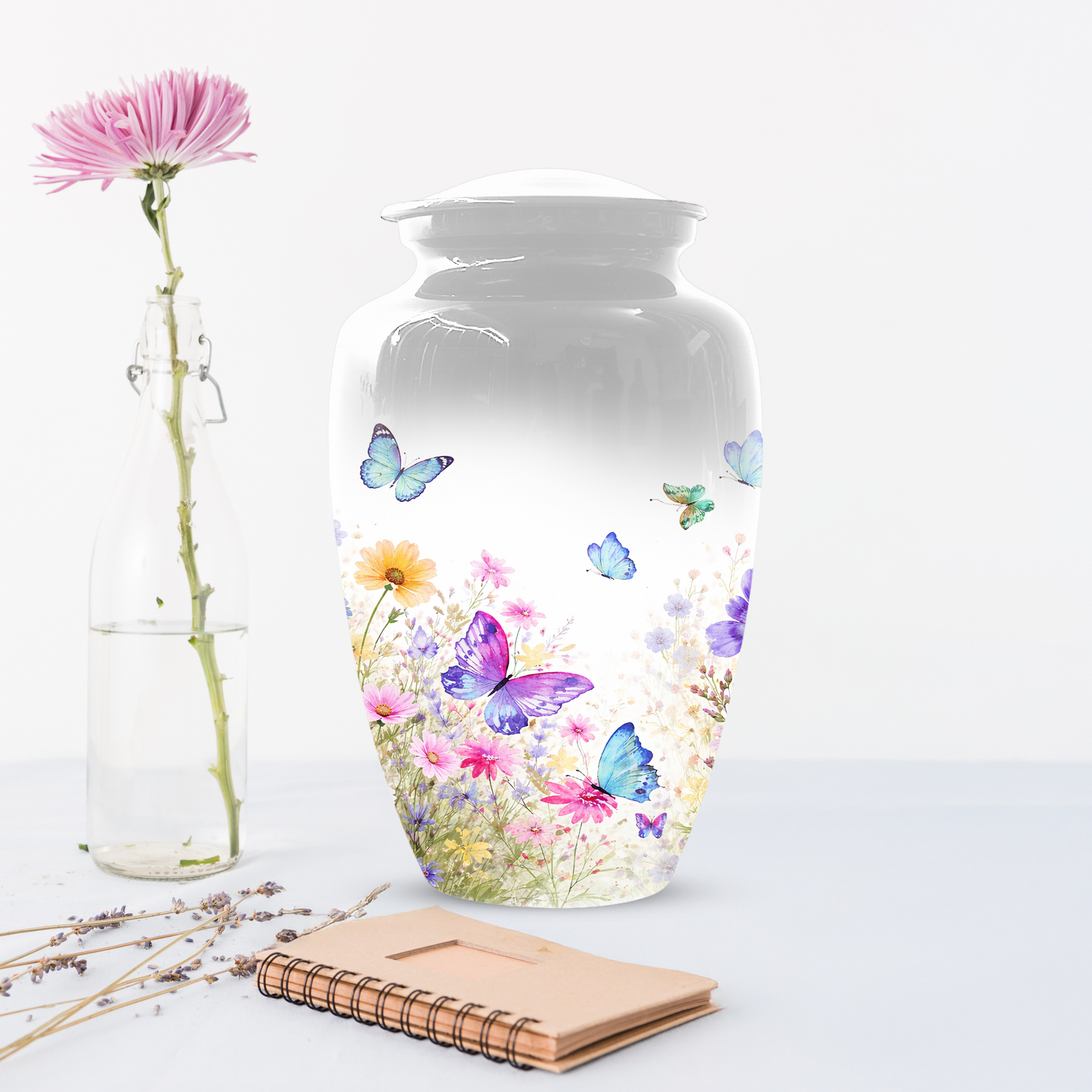 Butterfly Memorial Urn for Human Ashes, Custom Floral Cremation Urn, Butterfly Urn for Mom