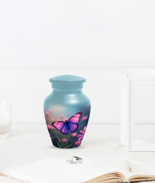 Purple Pink Butterfly Urn for Human Ashes | Elegant Purple Pink Butterfly Cremation Urn for Adult Ashes