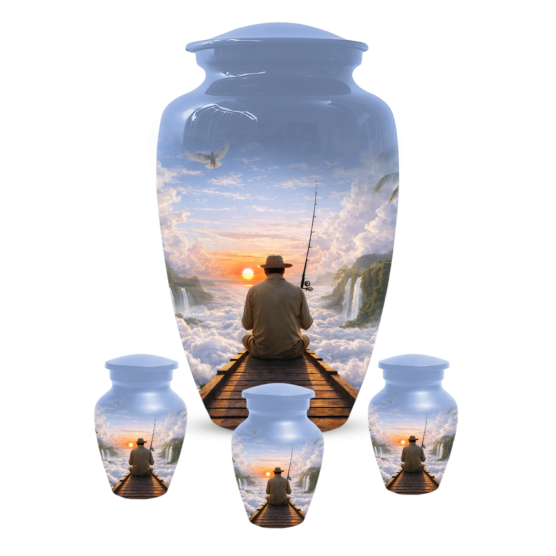 Fishing Memorial Urn for Human Ashes, Fisherman Cremation Urn