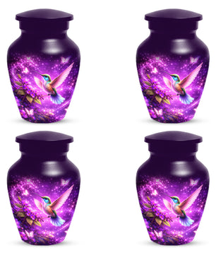 Personalized Purple Hummingbird Urn for Mom – Custom Hummingbird Cremation Urn for Ashes, Butterfly Memorial Urn for Women,