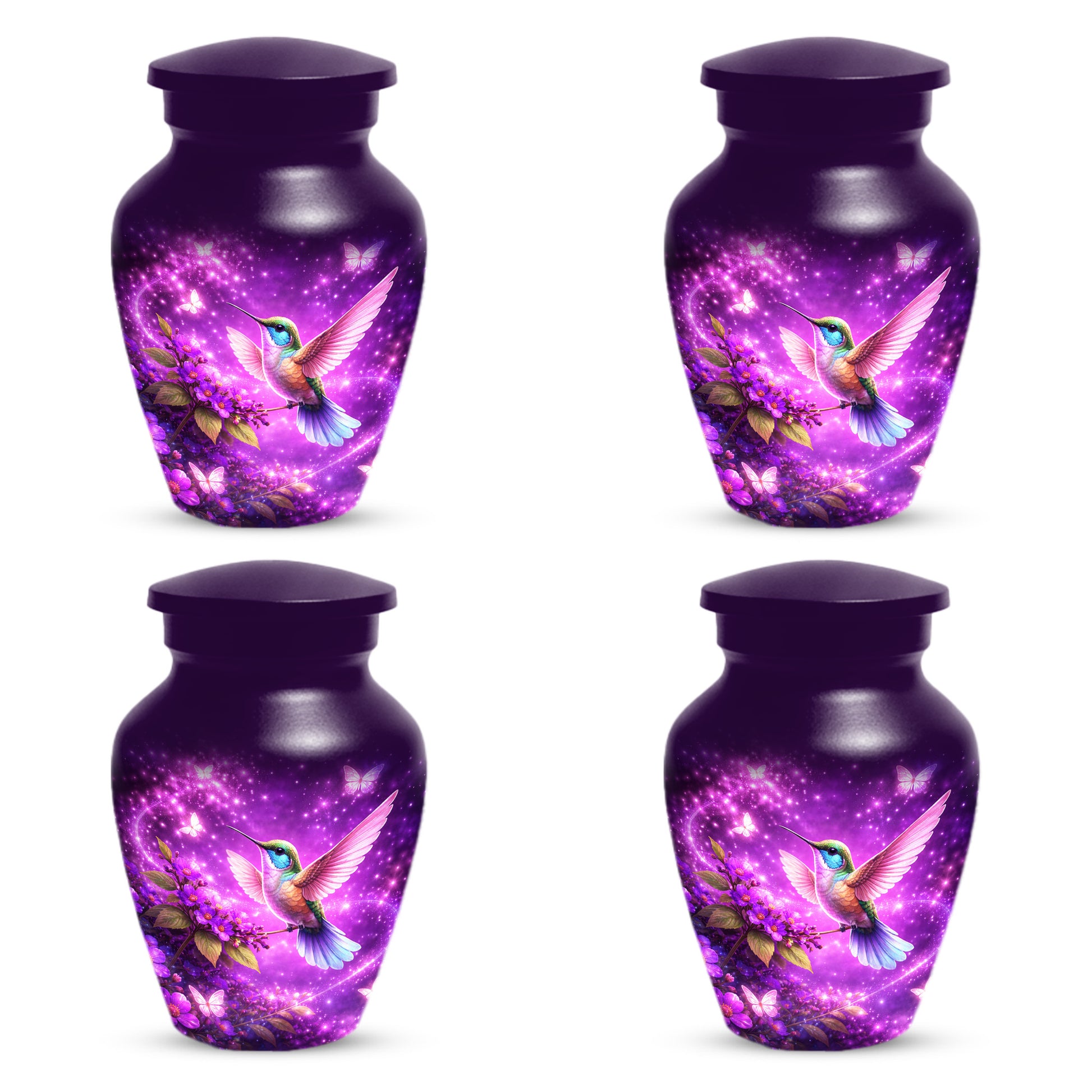 Personalized Purple Hummingbird Urn for Mom – Custom Hummingbird Cremation Urn for Ashes, Butterfly Memorial Urn for Women,
