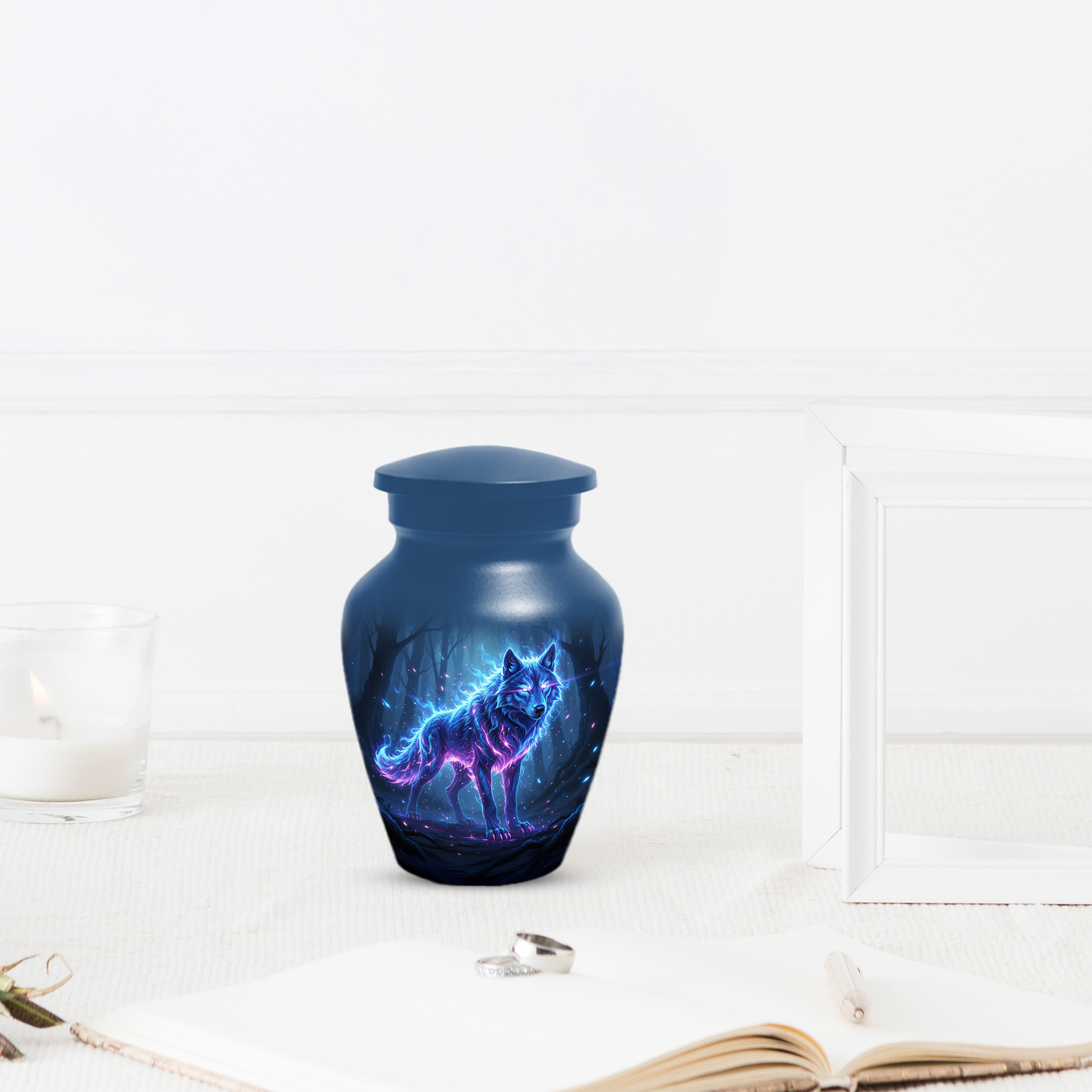 Personalized Wolf Cremation Urn for Dad – Mystical Wolf Keepsake Urns for  Human Ashes