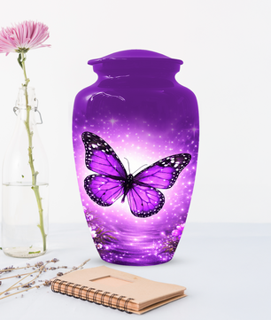 Purple Butterfly Urn for Ashes, Custom Butterfly Cremation Urn, Memorial Urn for Mom