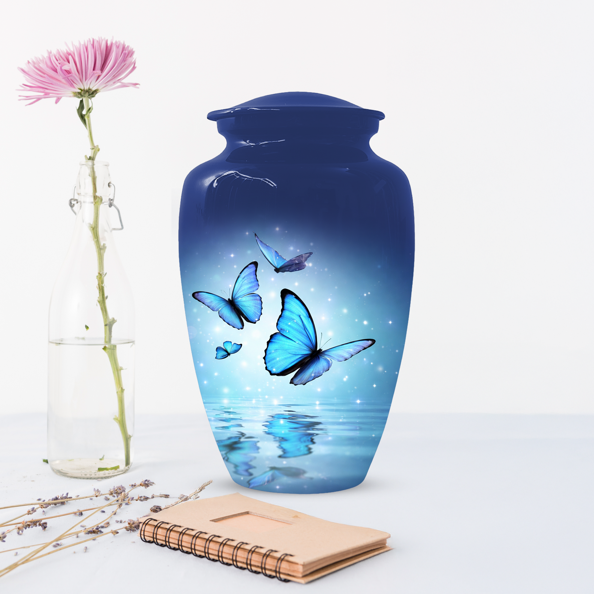 Blue Butterfly Urn for Ashes, Custom Butterfly Cremation Urn, Memorial Urn for Mom