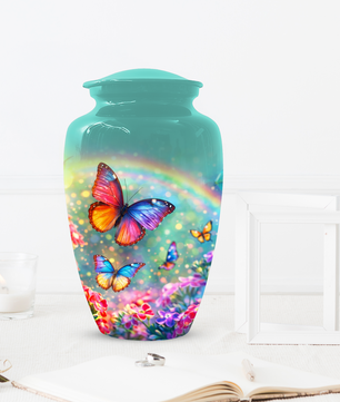 Butterfly Rainbow Memorial Urn for Ashes, Custom Butterfly Cremation Urn, Urn for Mom