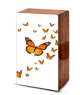 Monarch Butterfly Urn For Human Ashes - Personalized Wooden Keepsake with Butterflies