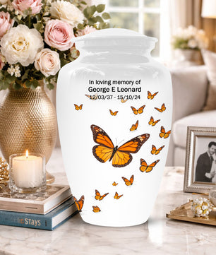 Butterfly Memorial Urn for Mom – Orange Monarch Butterfly Cremation Urns for Ashes