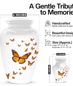 Butterfly Memorial Urn for Mom – Orange Monarch Butterfly Cremation Urns for Ashes