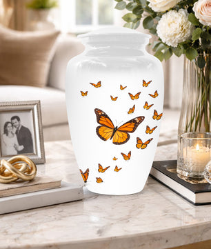 Butterfly Memorial Urn for Mom – Orange Monarch Butterfly Cremation Urns for Ashes