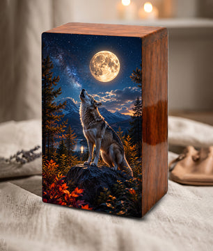 Wolf Urn For Human Ashes Male - Animal Cremation Keepsake Urns For Father
