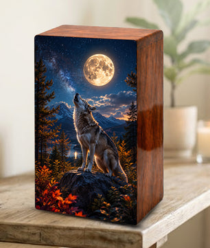Wolf Urn For Human Ashes Male - Animal Cremation Keepsake Urns For Father