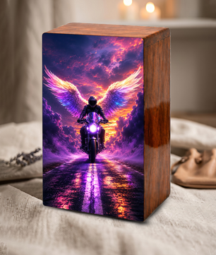 Angel Motorcycle Urn For Dads Ashes - Personalized Biker Memorial Urns For Male