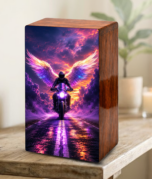 Angel Motorcycle Urn For Dads Ashes - Personalized Biker Memorial Urns For Male