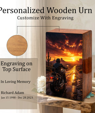 Motorcycle Urn For Dads Ashes - Personalized Bike Rider Remembrance Urns For Male