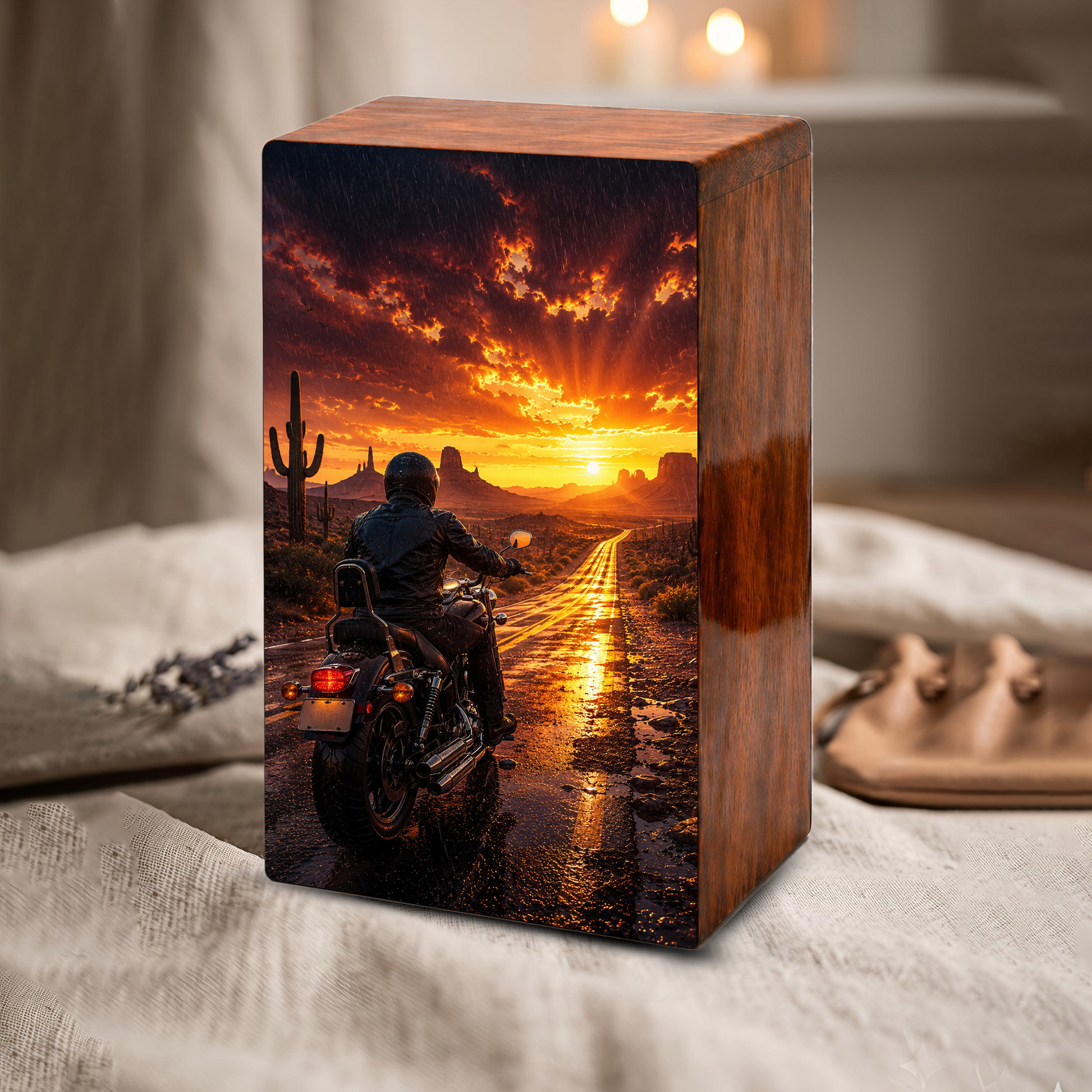 Motorcycle Urn For Dads Ashes - Personalized Bike Rider Remembrance Urns For Male