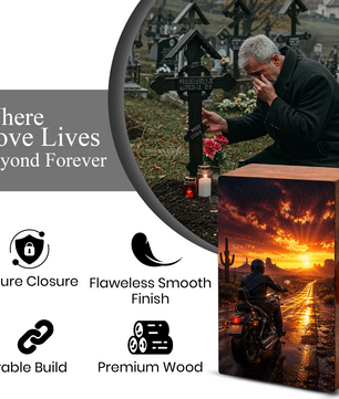 Motorcycle Urn For Dads Ashes - Personalized Bike Rider Remembrance Urns For Male