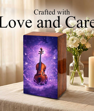 Purple Guitar Keepsake Urn for Ashes - Music Funeral Cremation Box Urns