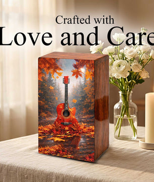 Fantasy Guitar Wooden Urn for Ashes - Music Memorial Cremation Urn Box