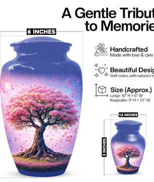 Music Memorial Urn for Mom – Pink Blossom Tree Cremation Urns for Ashes
