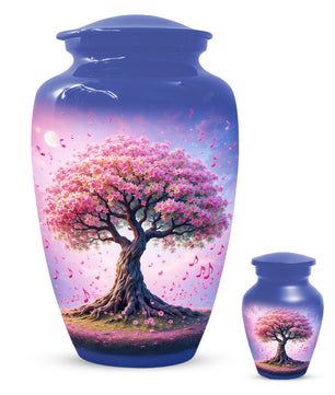 Music Memorial Urn for Mom – Pink Blossom Tree Cremation Urns for Ashes