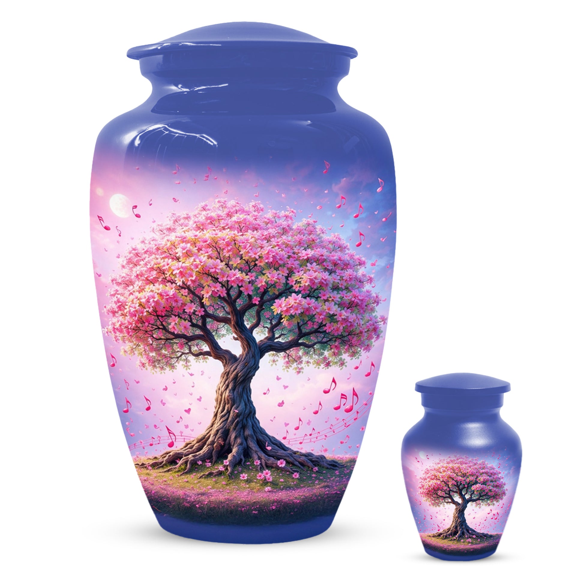 Music Memorial Urn for Mom – Pink Blossom Tree Cremation Urns for Ashes