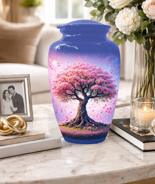 Music Memorial Urn for Mom – Pink Blossom Tree Cremation Urns for Ashes
