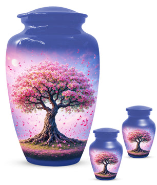 Music Memorial Urn for Mom – Pink Blossom Tree Cremation Urns for Ashes