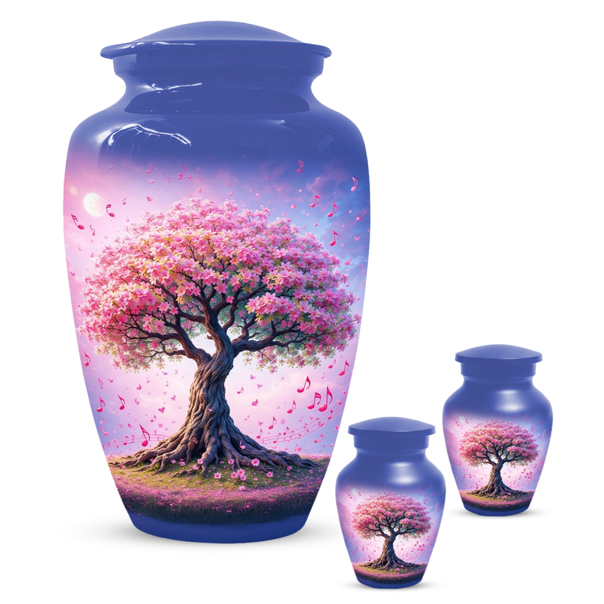 Music Memorial Urn for Mom – Pink Blossom Tree Cremation Urns for Ashes