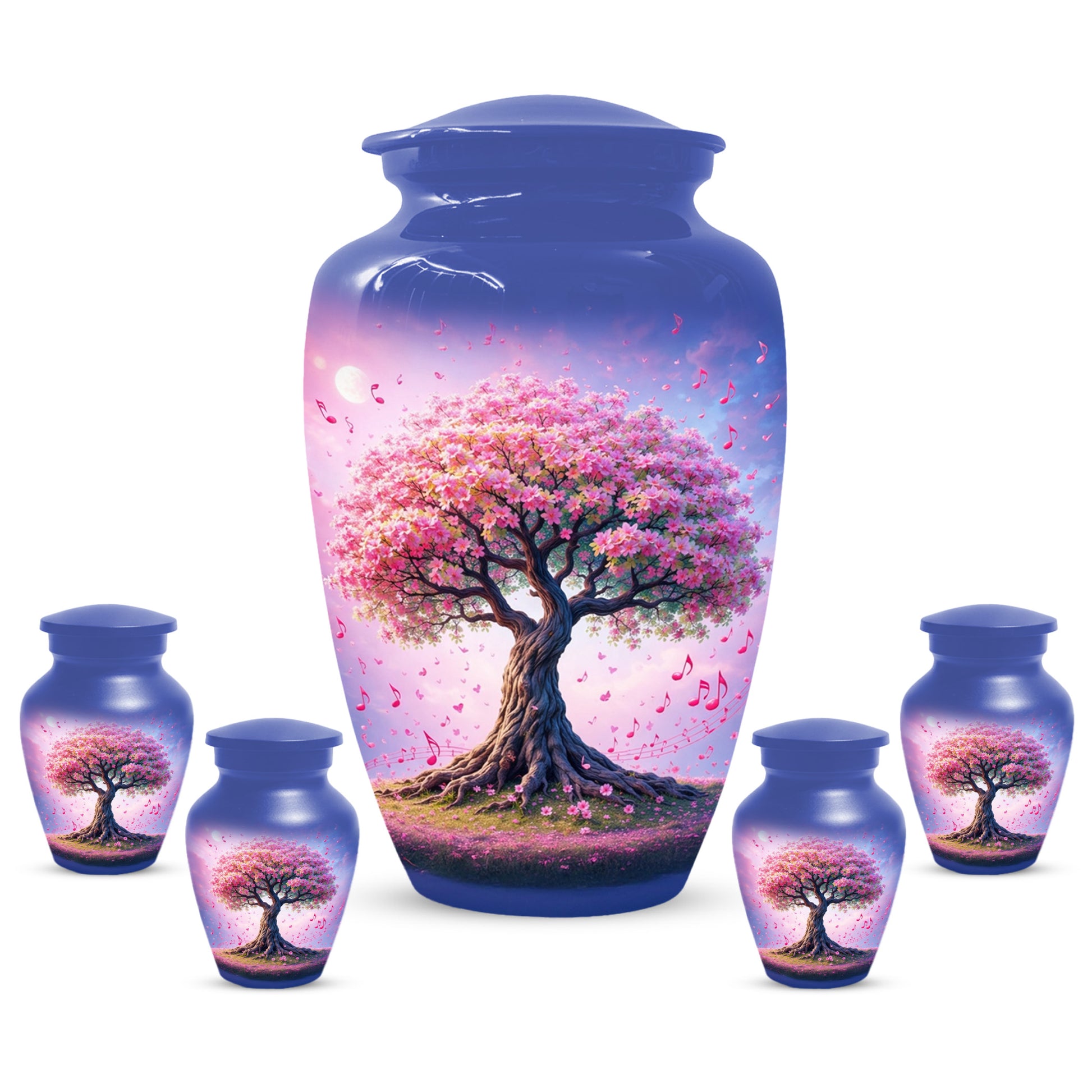 Music Memorial Urn for Mom – Pink Blossom Tree Cremation Urns for Ashes