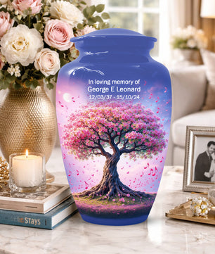 Music Memorial Urn for Mom – Pink Blossom Tree Cremation Urns for Ashes