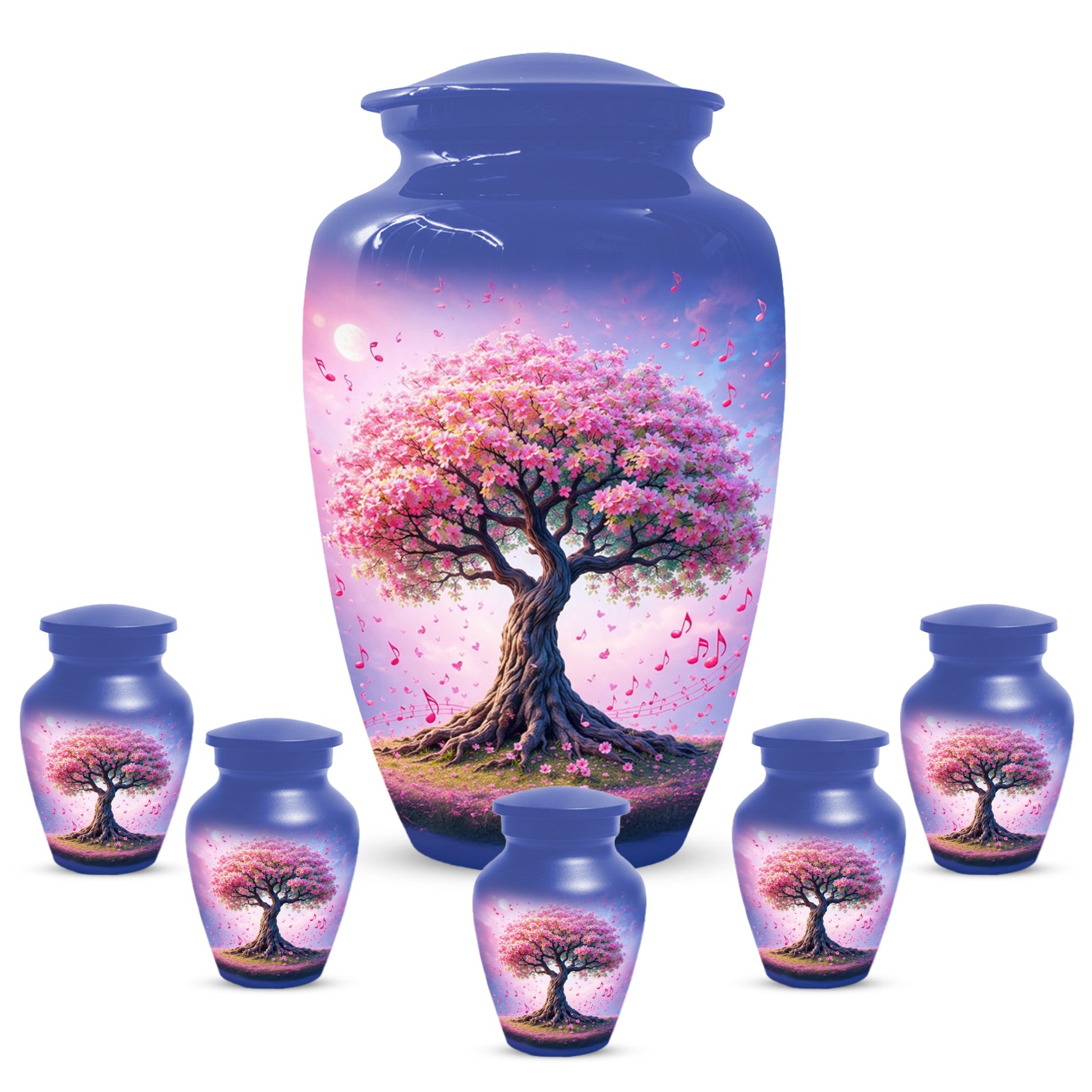 Music Memorial Urn for Mom – Pink Blossom Tree Cremation Urns for Ashes