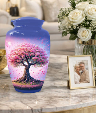 Music Memorial Urn for Mom – Pink Blossom Tree Cremation Urns for Ashes