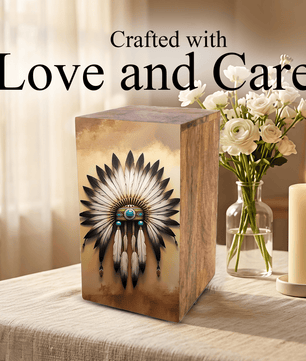 Native American Urn For Ashes - Tribal Keepsake Urns Box For Male