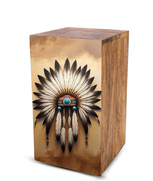 Native American Urn For Ashes - Tribal Keepsake Urns Box For Male