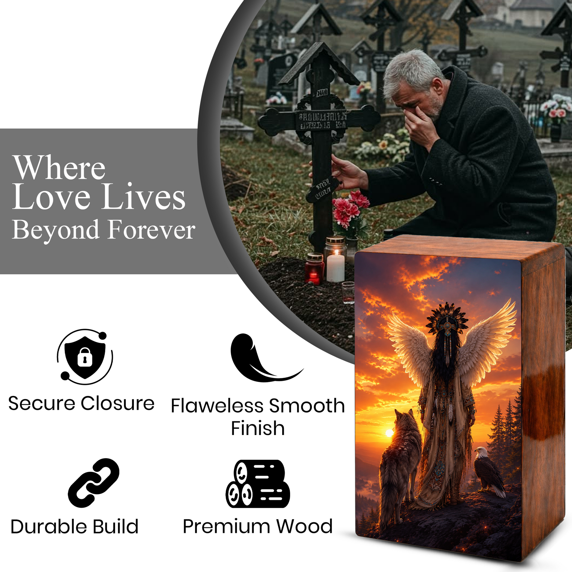 Native Tribal Urn For Women - Western Cremation Urns For Adult Female Ashes