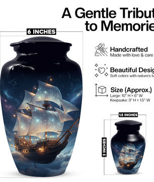 Nautical Ship Urns for Dad –  Sailing Ship Memorial Urn for Father Ashes