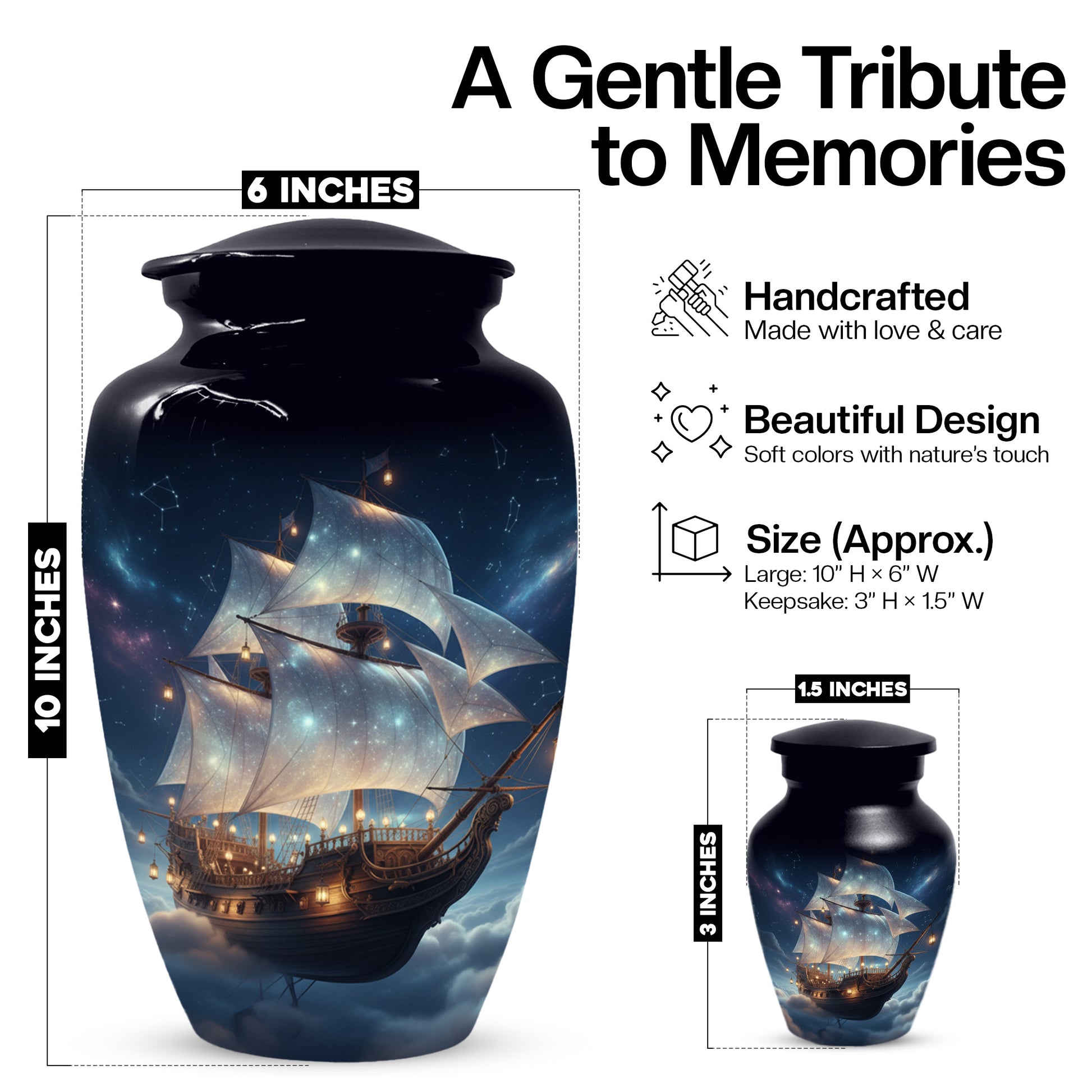 Nautical Ship Urns for Dad –  Sailing Ship Memorial Urn for Father Ashes