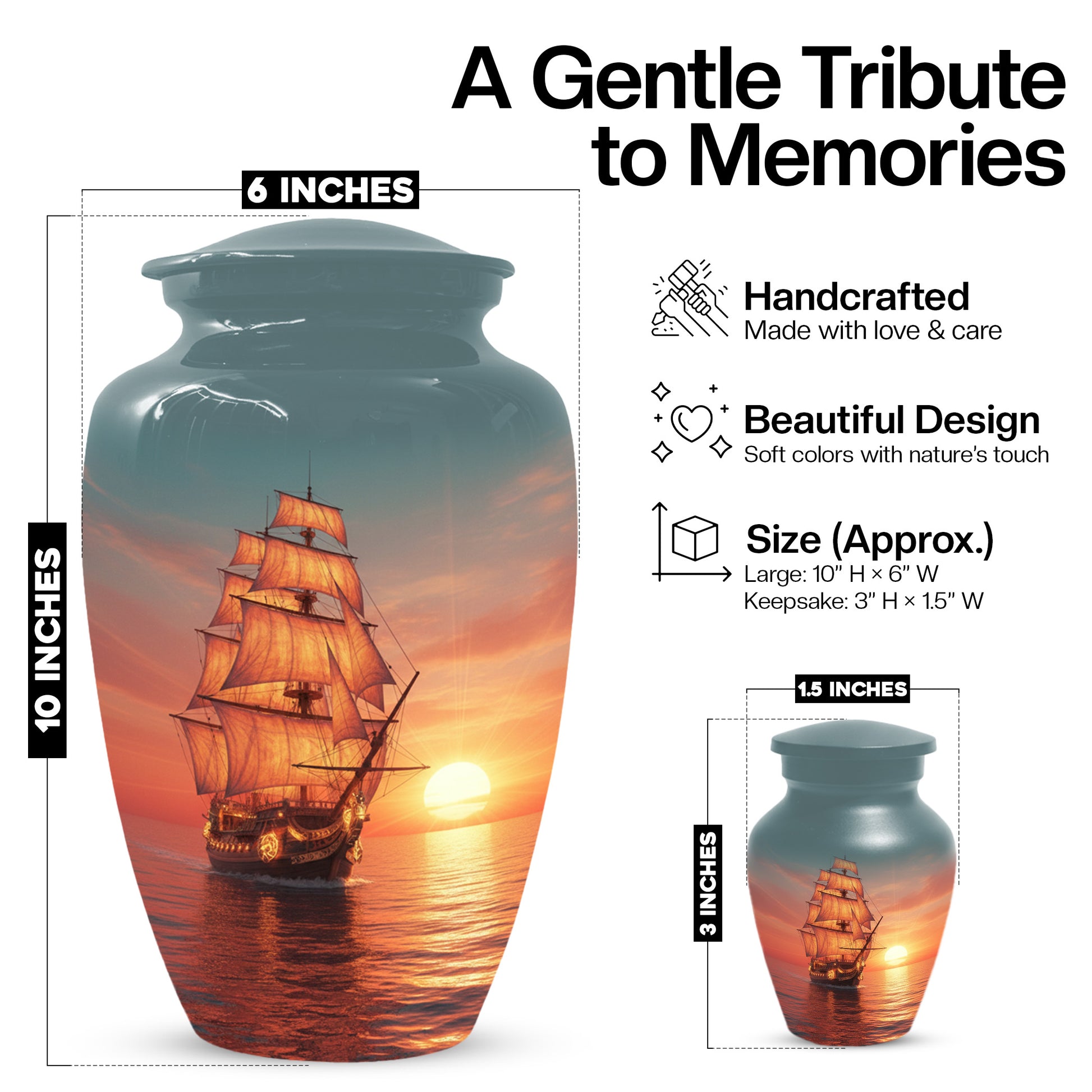 Sailing Ship Urns for Dad – Personalized KLeepsake for Dad | Nautical Memorial Urn for Father Ashes
