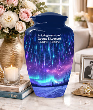 Aurora Borealis Urn for Mom or Dad -Northern Lights Cremation Urns for Women & Men