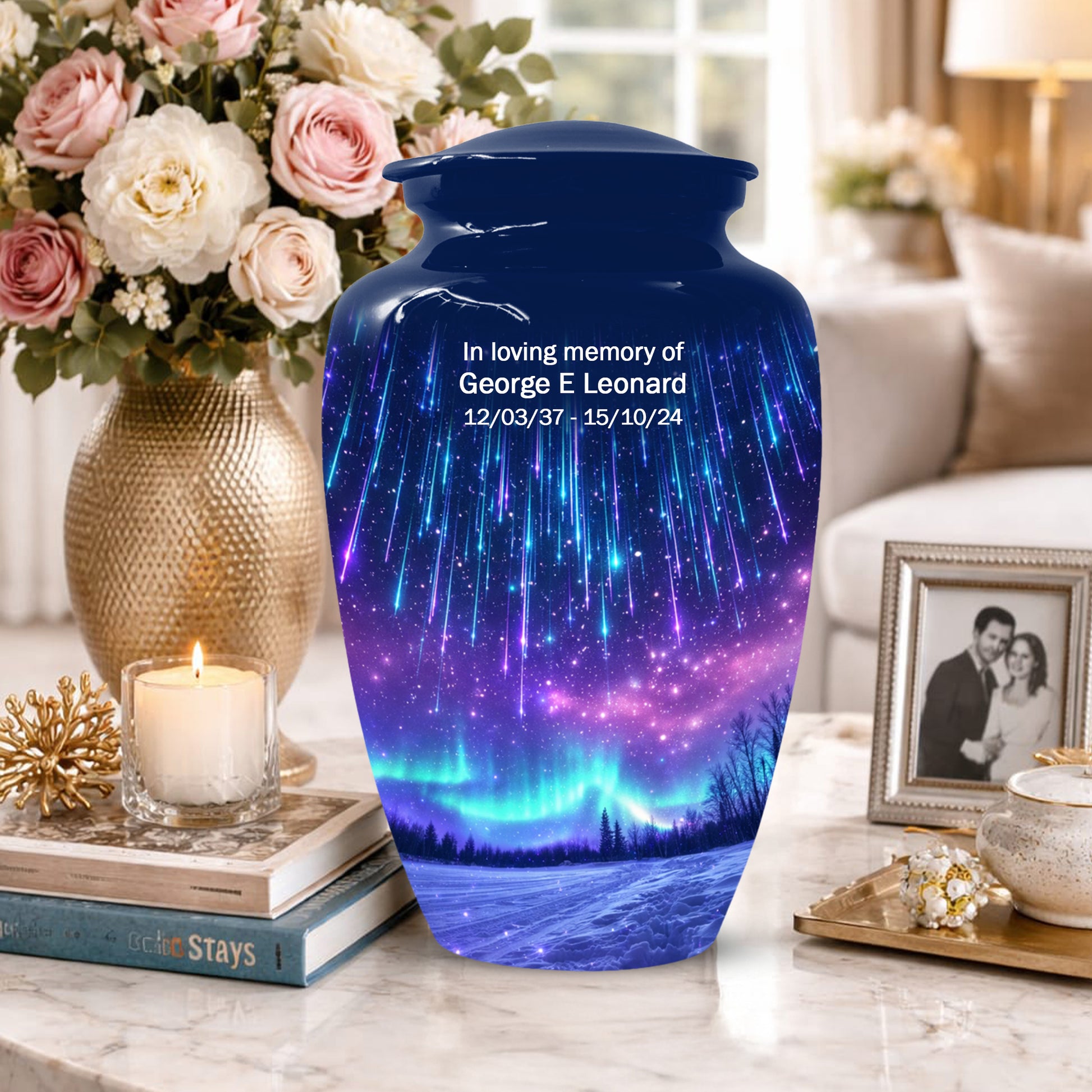 Aurora Borealis Urn for Mom or Dad -Northern Lights Cremation Urns for Women & Men