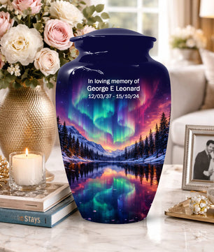 Aurora Borealis Urn for Mom or Dad - Northern Lights Cremation Urns for Women & Men