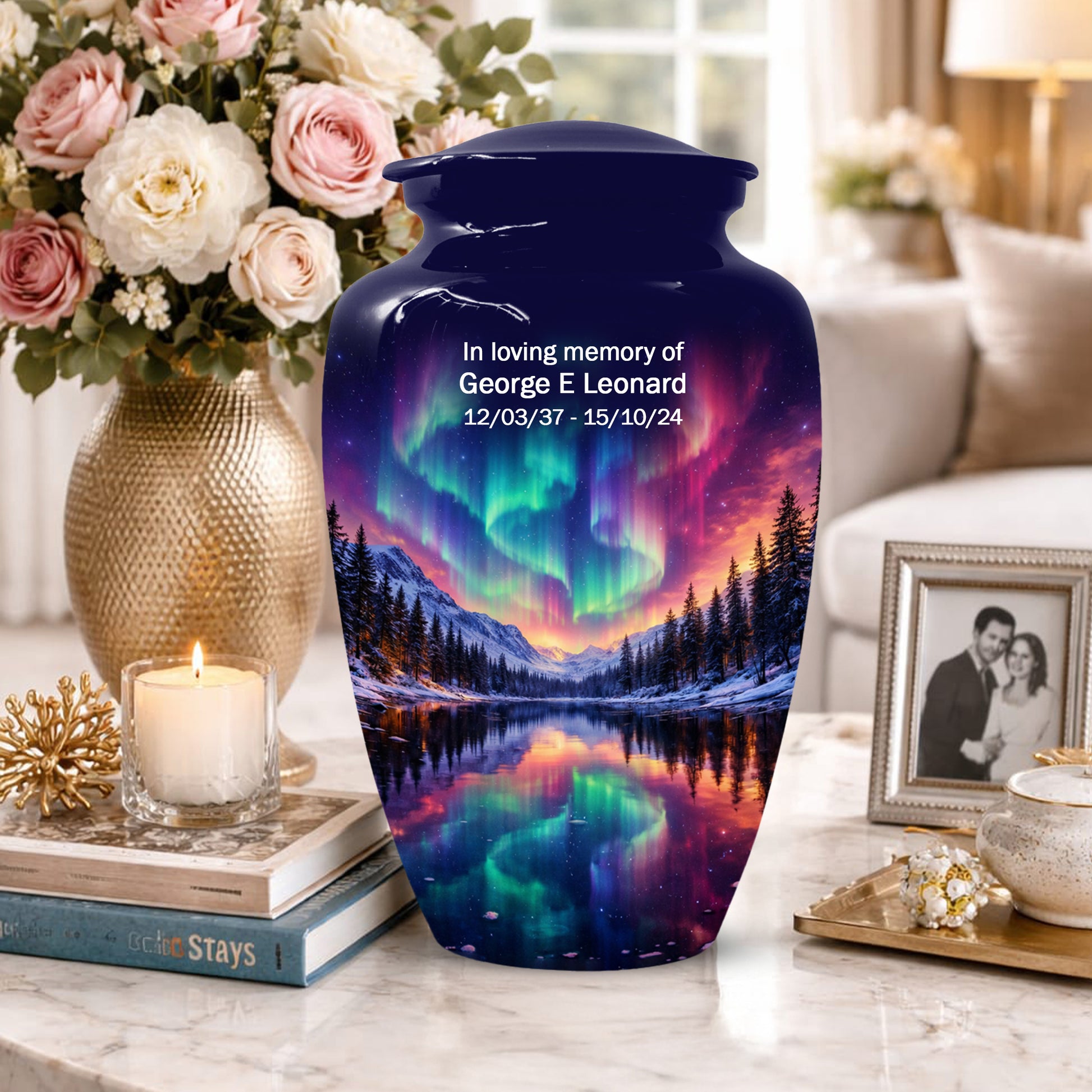 Aurora Borealis Urn for Mom or Dad - Northern Lights Cremation Urns for Women & Men