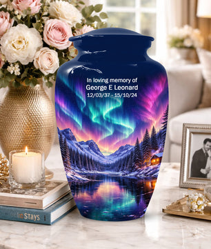 Aurora Borealis Urn for Mom and Dad -  Personalized Memorial Cremation Urns for Men and Women