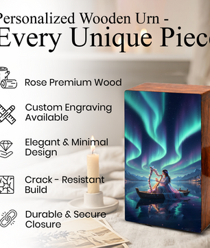 Northern Lights Urn For Women Ashes - Aurora Borealis Keepsake For Adult Female